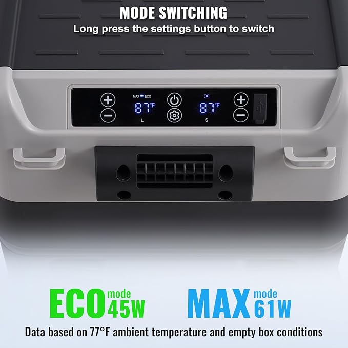 VEVOR Car Refrigerator 50L / 52.8 QT, Dual Zone 12 Volt Compressor Fridge, -4℉ to 68℉ Adjustable, Portable Freezer Cooler for Car, RV, Camping, Home