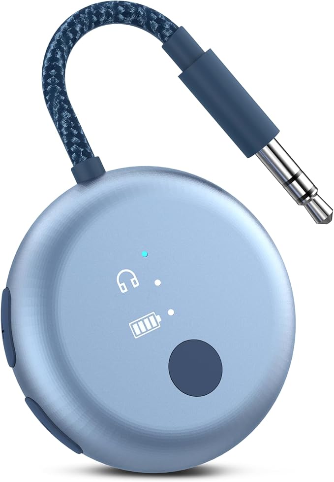 Avantree SoundJet R1 – 25Hr Airplane Bluetooth Adapter for All AirPods | Qualcomm Chipset & aptX Adaptive, Wireless Audio Transmitter for Flight Travel, Works with Bose & Other Headphones