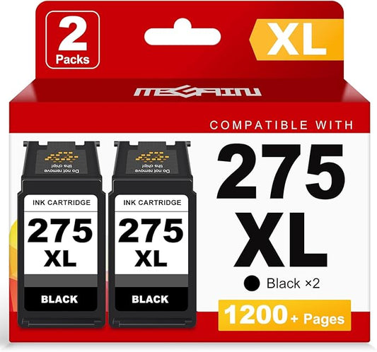 MEGAIN 275XL Ink Cartridges Replacement for Canon PG-275 275XL PG-275XL for Canon PIXMA Printer TS3500 TS3522 TS3700 TS3722 TR4700 TR4720 TR4722 Printers Ink Cartridge (2-Black Combo Pack, 2-Pack)