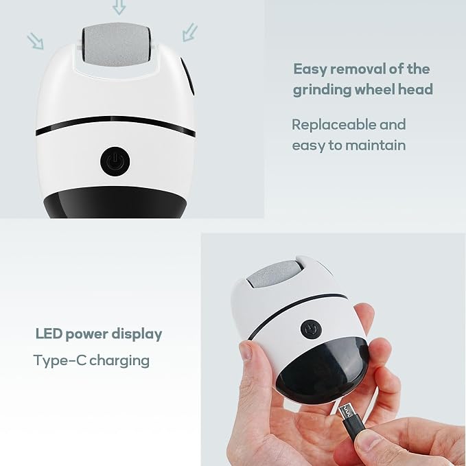 Electric Callus Remover for Feet, Portable Pedicure Tools for feet, 2-Speed Foot Callus Remover, 3Rollers Foot File Electric, feet Scrubber Dead Skin, Foot Grinder Dead Skin Removal for feet