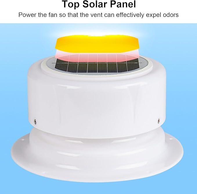 Solar Powered RV Roof Vent Fan with Mounting Screws Solar Exhaust Ventilation Fan for RV Boat Trailer Camping Car Ceiling Ventilation Fan
