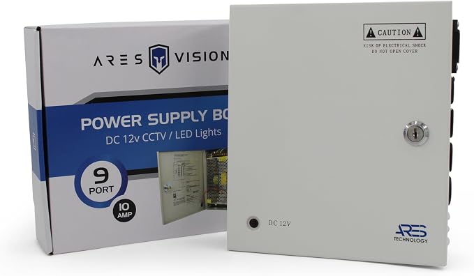 9 Channel/Port 10 AMPS, 12V DC Power Supply Box, Individually Fused for CCTV, LED, and All 12v DC Devices. Includes Screw Drivers & Extra fuses