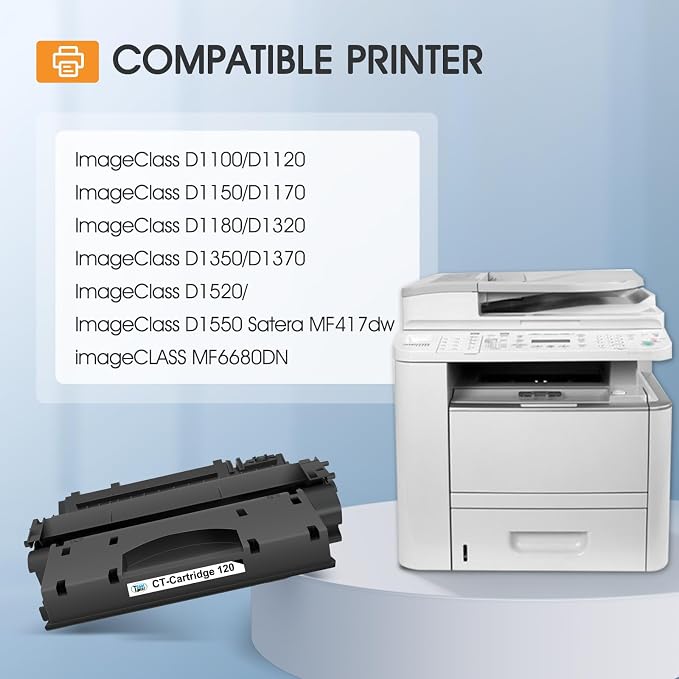 120 Toner Cartridges Compatible for Canon 120 CRG-120 CRG120 ImageCLASS D1120 D1550 D1150 D1320 D1350 D1300 D1520 D1500 D1100 D1370 D1180 D1170 MF6680DN MF417dw Printer (Black, 2-Pack)