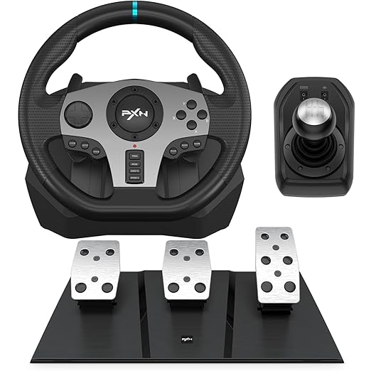 PXN Racing Wheel - Steering Wheel V9 Driving Wheel 270°/ 900° Degree Vibration Gaming Steering Wheel with Shifter and Pedal for PS4, PC, PS3, Xbox Series X|S, Xbox One(V9)