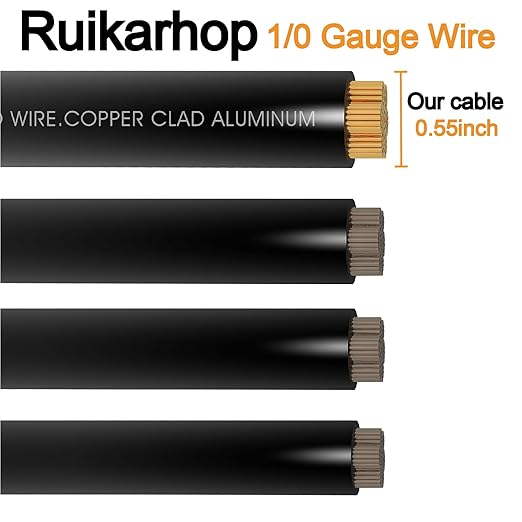 40FT 1/0 Battery Cable Copper Clad Aluminum,0 Gauge Wire with 20pcs Terminal Connectors with 3:1Heat Shrink Tube for Car Amp,Winch Wiring kit,Reducer,Starter,Solar Power,Automotive Wire