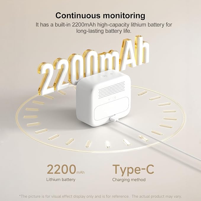 ATuMan CO2 Detector, Indoor Air Quality Monitor with Temperature & Humidity Sensor, NDIR Enabled Accurate CO₂ Meter, 2200mAh Rechargeable, Alarm Alert, Portable for Home/Office/Bedroom/Babyroom