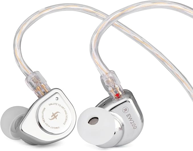 Linsoul SIMGOT EW200 10mm SCP Diaphragm Dynamic Driver in-Ear Earphones with All Metal Body, Detachable 0.78mm 2pin Silver-Plated OFC Cable for Audiophiles Musicians (EW200 Without Mic)