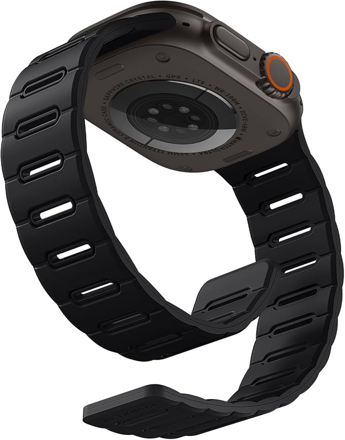 Bandletic Strong Magnetic Dual Sided Compatible with Apple Watch Ultra 3 2 1 Band 49mm for Men, Soft Strap for iWatch Series 11 10 (46mm), 9 8 7 (45mm),SE3 SE2 SE 6 5 4 (44mm), 3 2 1(42mm), Black