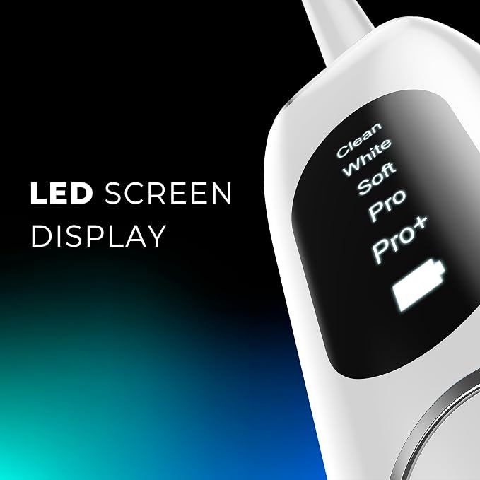 7AM2M Sonic Electric Toothbrush for Adults&Teens with LED Screen, 5 Modes, One Charge for 365 Days, 2 Minute Timer, with 8 Brush Heads and Travel Case (White)