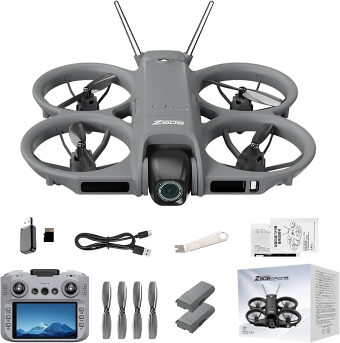 Drone with HD Camera & 4.3 Inch Screen Remote, 3-Sided Obstacle Avoidance, WiFi FPV Quadcopter Altitude Hold Headless Mode & One-Key Return, Mini Portable Drones for Beginners Adults (Grey)