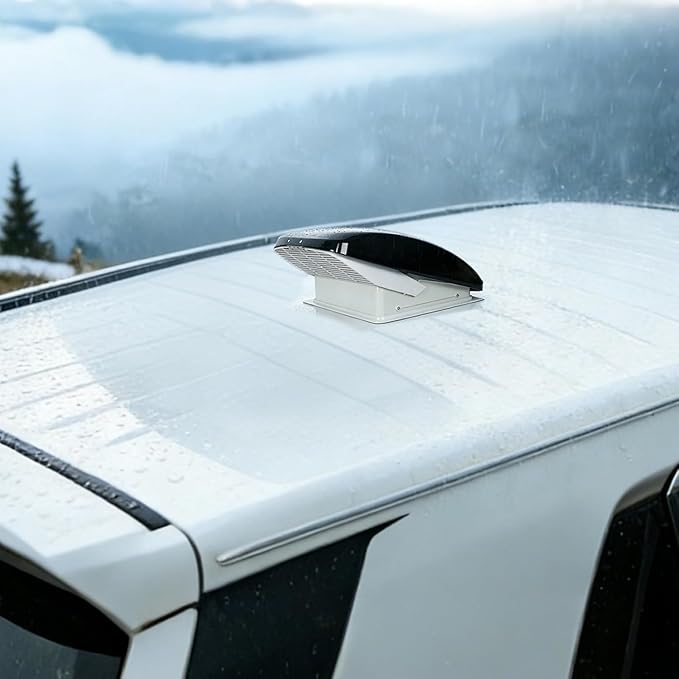 Remote Control RV Roof Vent Fan with Rain Shield, 12V DC 14" Quiet RV Roof Fan, 10-Speed, Reversible