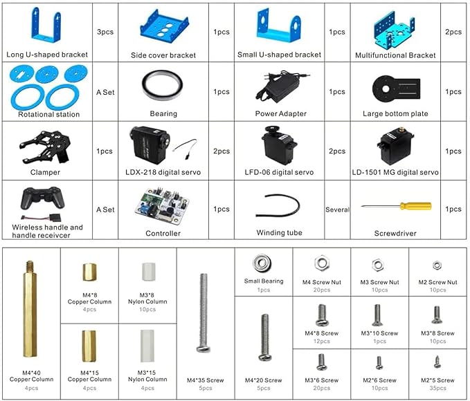 LewanSoul Robotic Arm Kit 6DOF Programming Robot Arm with 5 Servo, Handle, Mechanical Claw and More, PC Software APP Control with Tutorial