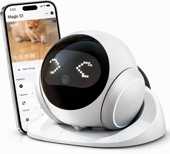 Robot Camera on Wheels,1080P Movable Indoor Camera with Remote Interaction, 2 Way Talk, Night Vision, Motion Detection, Auto Recharge, APP Control Home Security Cam for Pet, Elderly, Baby