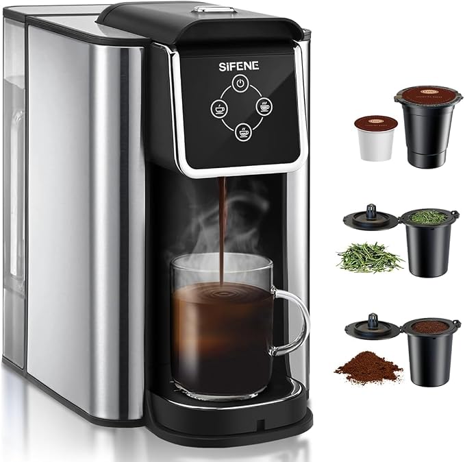 3-in-1 Single Serve Coffee Maker, Pod, Ground Coffee & Tea Brewer, Fast Brew Compact Coffee Machine with Touch Screen and 50 oz Water Reservoir