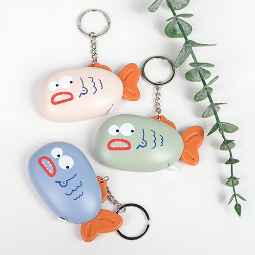 1 Pack Blue Fish Retractable Tape Measure, 2M / 79Inch Dual-Sided Scale Soft Ruler with Keychain, Measuring Tool for Body Sewing Crafts