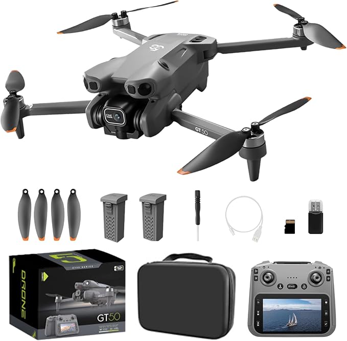 RC Drones with HD Camera for Adults, Brushless Motor Follow Me Foldable FPV RC Quadcopter with Screen Remote Controller, Optical Flow Positioning Headless Mode One Key Takeoff/Landing Lightweight Under 249g Drone Birthday Gifts for Beginners Drones wit...