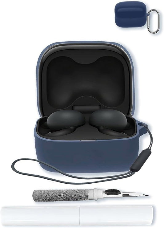 Case for Sony WF-L 910 LinkBuds Open Wireless Headphones,Soft Protective,Shockproof, BOVUGAC Silicone Case Cover with Keychain & Cleaning Kit & Lanyard-Blue