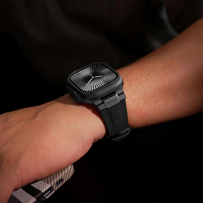 Vintage Genuine Leather Band for Apple Watch Ultra 49mm (2026 Upgrade), Rugged Replacement Strap Compatible with iWatch 46mm 45mm 44mm - for Men Women, Fit Ultra3/2/1, SE 3/2/1, Series11 10/9/8/7/6/5/4