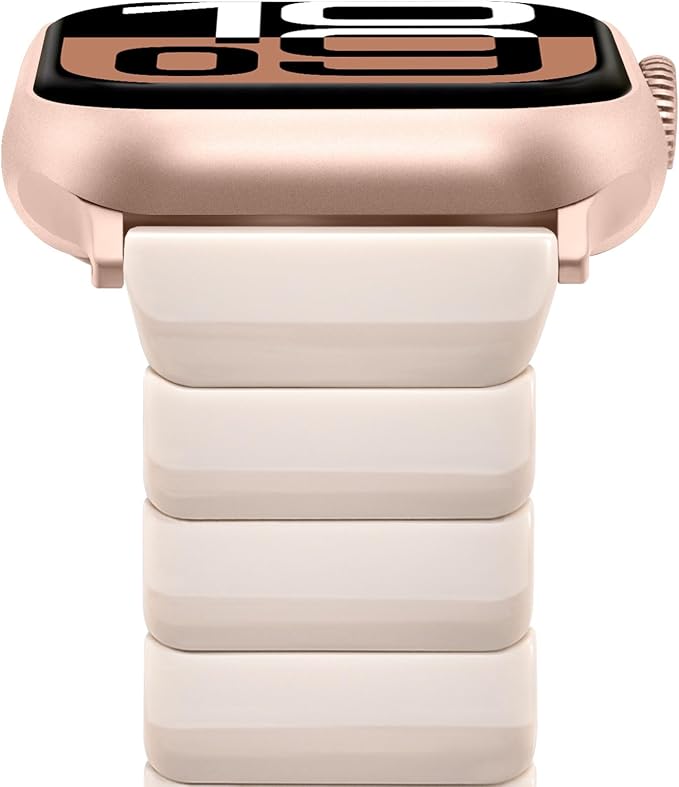 V-MORO Resin Band Compatible with Apple Watch Series 7/8/9/10 46mm/45mm/44mm/42mm Fashion Strap for iWatch Series 6/5/4/3/2/1/SE/SE 2 Lightweight Bracelet Wristband Women(Classic Milk Tea)