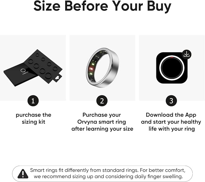 Smart Ring, Titanium Health & Fitness Tracker with Sleep, Heart Rate & SPO₂ Monitoring, Ultra-Light, 4–6 Day Battery, No Subscription, for Women & Men （Silver 8