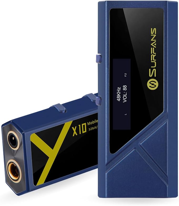 Surfans X10 Portable Headphone Amplifier, USB-C Dongle DAC & DAC Amp with 3.5mm SE/4.4mm Balanced Outputs, 522mW ES9028Q2M Hi-Res Audio Adapter for IEMs, iPhone, Android, PC/Mac, Blue