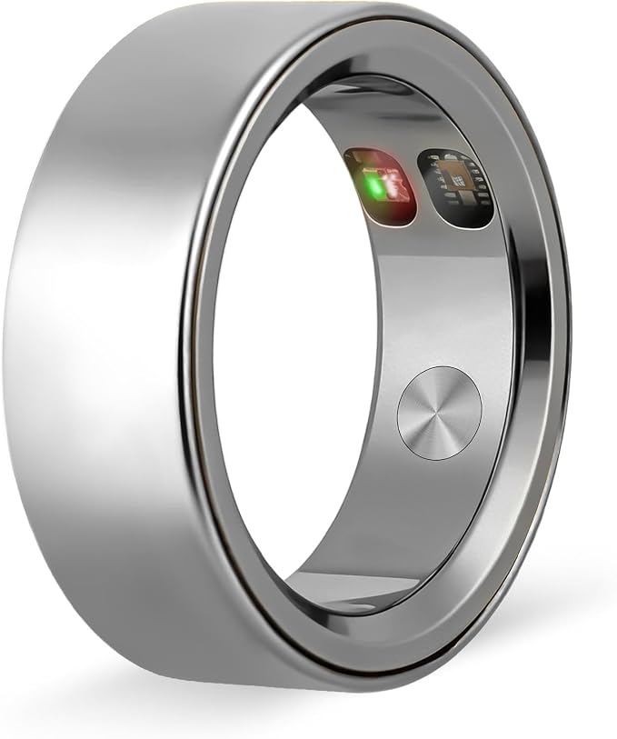 XUV Smart Health Ring for Women, Waterproof Smart Rings with Heart Rate, Silent Vibration Alerts & Reminder, Sleep, Sport– Ultra-Thin,No APP Fee, Health Tracker Ring for iOS & Android(Silver, 7)