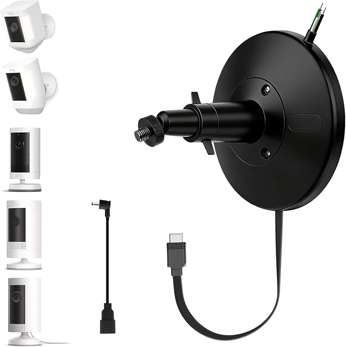 Hardwired Kit for Ring Cams (Outdoor Cam Plus, Stick Up Cam, Spotlight Cam Pro/Plus), IP67 Waterproof Design for Outdoor or Indoor Use,Black-1Pack