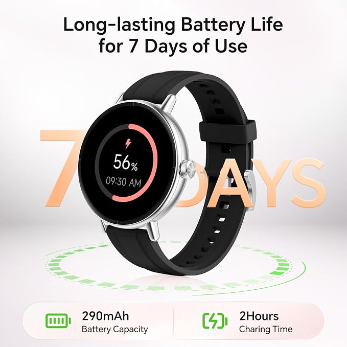 Gydom 1.27” Smart Watch for Women Men Compatible iPhone & Android (Answer/Make Call), Activity Fitness Tracker with 101+ Sports Modes, Heart Rate/SpO2/Stress/Sleep/Period Monitor, 2 Bands, IP68, Black