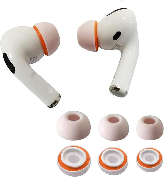 KASOTT Upgraded Memory Foam&Silicone Hybrid Ear Tips for AirPods Pro 1st & 2nd Gen,Ultra-Comfort,Anti-Slip Eartips,Perfect Noise Reduction,Fit in The Charging Case,3 Pairs (Orange, Assorted S/M/L)