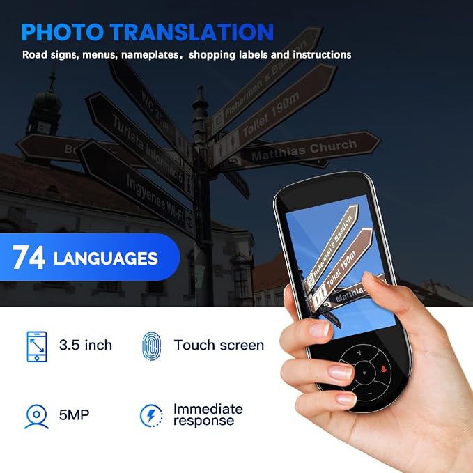 Language Translator Device,No WiFi Needed, Two-Way Instant Language Translator Support 137 Languages Portable Real Time,Voice Translation Online/Offline/AI/Text/Photo Translation (Silver Black)
