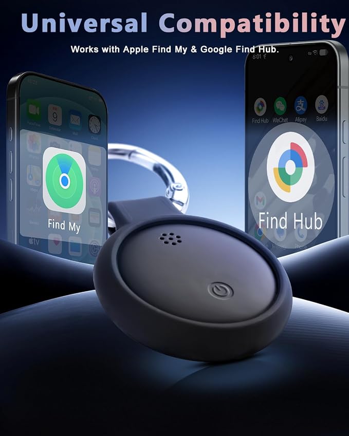 Dual System Bluetooth Tracker for iOS and Android: Smart Tag 4 Pack - Compatible with Apple Find My (iOS) & Google's Find Hub(Android) for Keys, Luggage, Wallet, Vehicles - Long Range Item Locator
