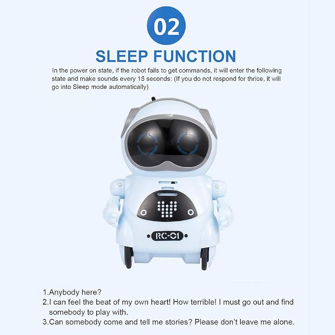 GoolRC Mini Pocket Robot, with Interactive Dialogue Conversation, Voice Recognition, Singing and Dancing, Electric Small Robot Gift (Blue)