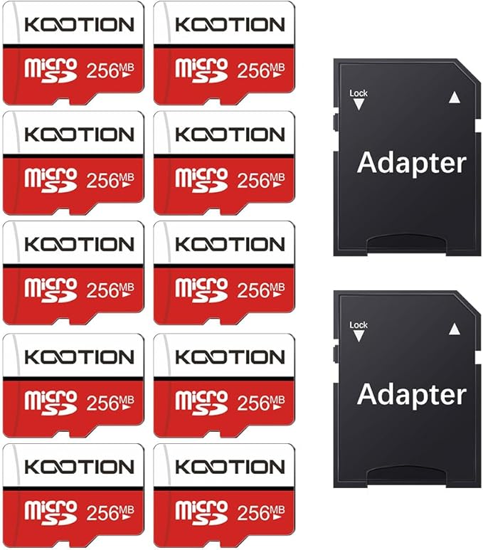 (Not 256 GB) 256 MB Micro SD Card 10-Pack, KOOTION Class 4 Low Capacity Memory Cards for Old Phones/MP3 Players, Basic Small Data Storage & File Transfer (10 Pack, 256 Megabyte)