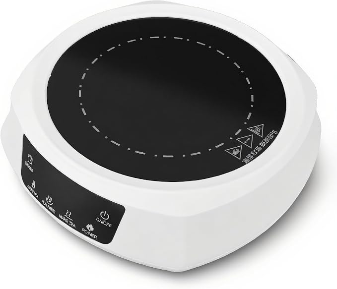 800W Mini Electric Stove, 800W Portable Electric Hot Plate Concentrated Energy Heating for Making Tea (White)