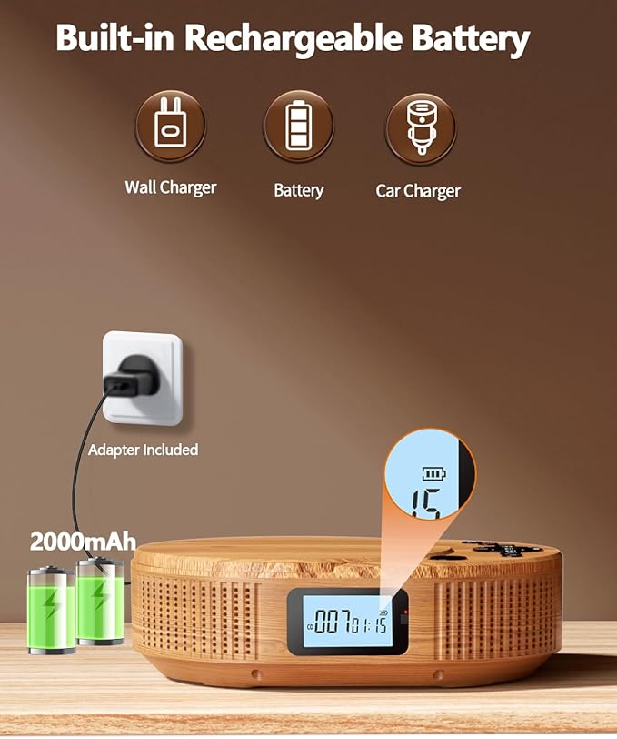 CD Player Portable, FELEMAN Upgraded Portable CD Player & Bluetooth Speaker 2 in 1 Combo, Rechargeable Boombox CD Players for Car/Home with Remote Control, FM Radio, Support AUX/USB, Headphone Jack