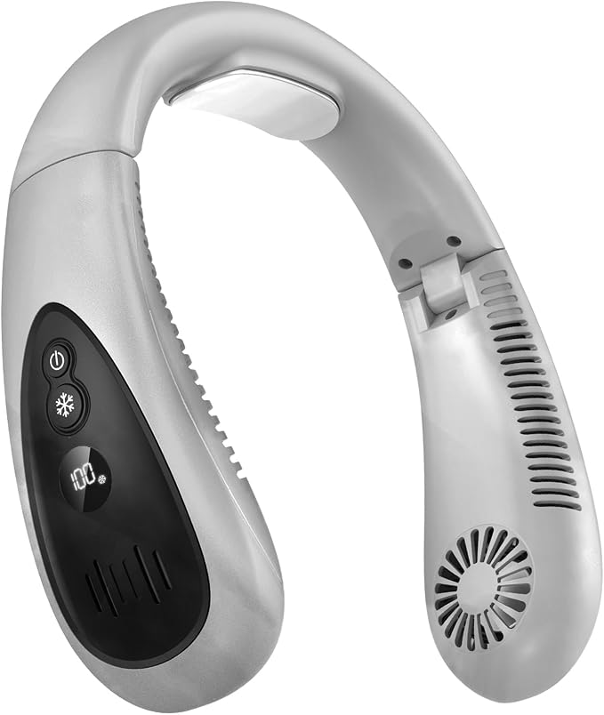 Neck Air Conditioner, Portable Neck Fan with Cooling Plate 360°Cooling Airflow, 5000mah Rechargeable USB Fan Hands Free Bladeless Wearable Foldable Mini Fan for Men Women Home Office Outdoor