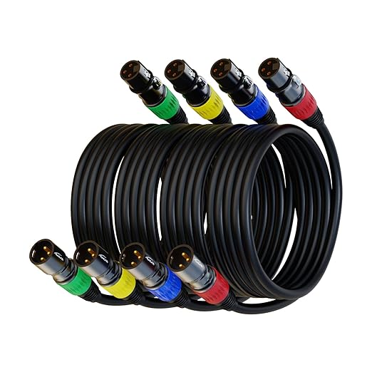 XLR Cables, XLR Microphone Cable 25 ft 4 Pack, Gold-Plated 3-pin XLR Speaker Cable Male to Female Balanced Mic Cable