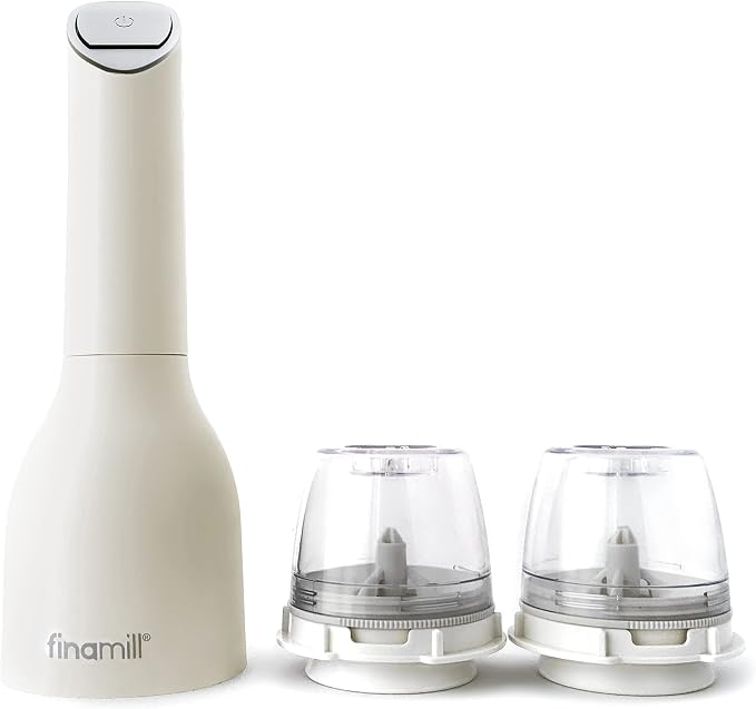 FinaMill’s Award-Winning Battery Operated Salt and Pepper Grinder Set – Adjustable Coarseness, Ceramic Grinding Elements, LED Light, 2 Quick-Change Pods – Perfect for Home Cooking and Gifting