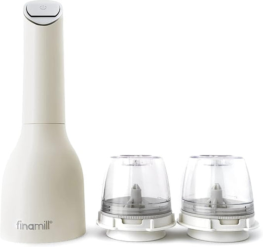 FinaMill’s Award-Winning Battery Operated Salt and Pepper Grinder Set – Adjustable Coarseness, Ceramic Grinding Elements, LED Light, 2 Quick-Change Pods – Perfect for Home Cooking and Gifting