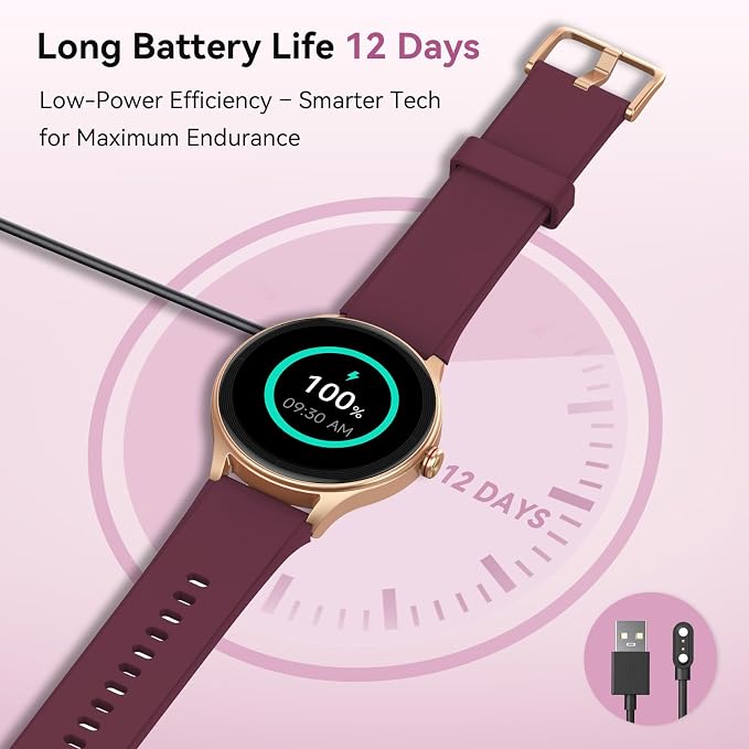 Fitpolo Smart Watch for Women Android iPhone, 1.27'' HD Fitness Tracker with Bluetooth Call & Answer, IP68 Waterproof, Heart Rate/SpO2/Sleep Monitor, Built-in AI Voice, 105+ Sports Modes (Purple)