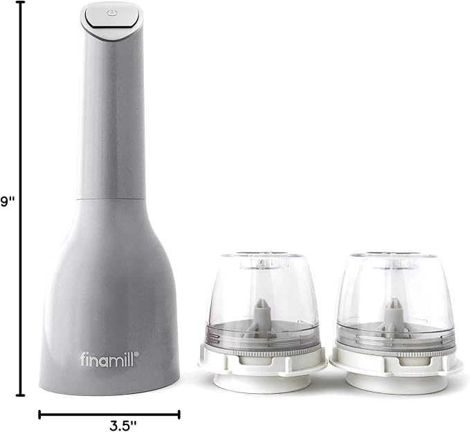 FinaMill’s Award-Winning Battery Operated Salt and Pepper Grinder Set – Adjustable Coarseness, Ceramic Grinding Elements, LED Light, 2 Quick-Change Pods – Perfect for Home Cooking and Gifting