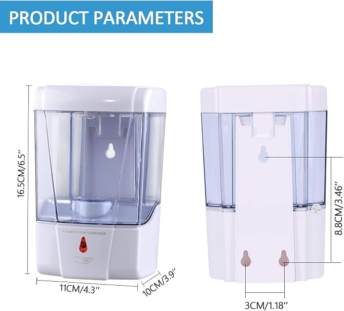 Automatic Sensor Soap Dispenser Wall Mount, Touchless Induction Hand Sanitizer Dispenser for Bathroom with Gel or Liquid, 20Oz
