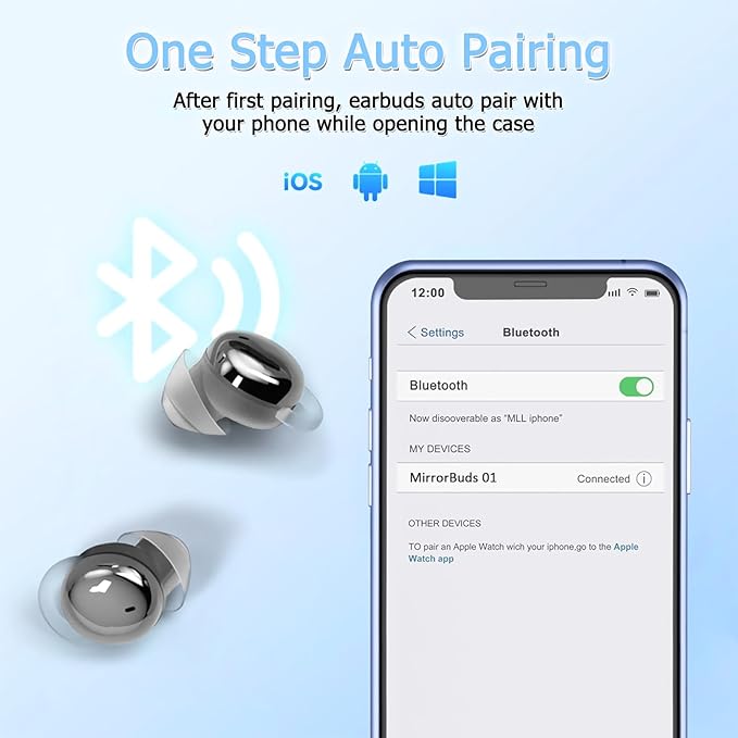 Side Sleeper Earbuds, Mini Earbuds for Sleeping, Invisible Wireless Headphones, Fast Charging Case, No Beep & Comfortable to Sleeping (Black)