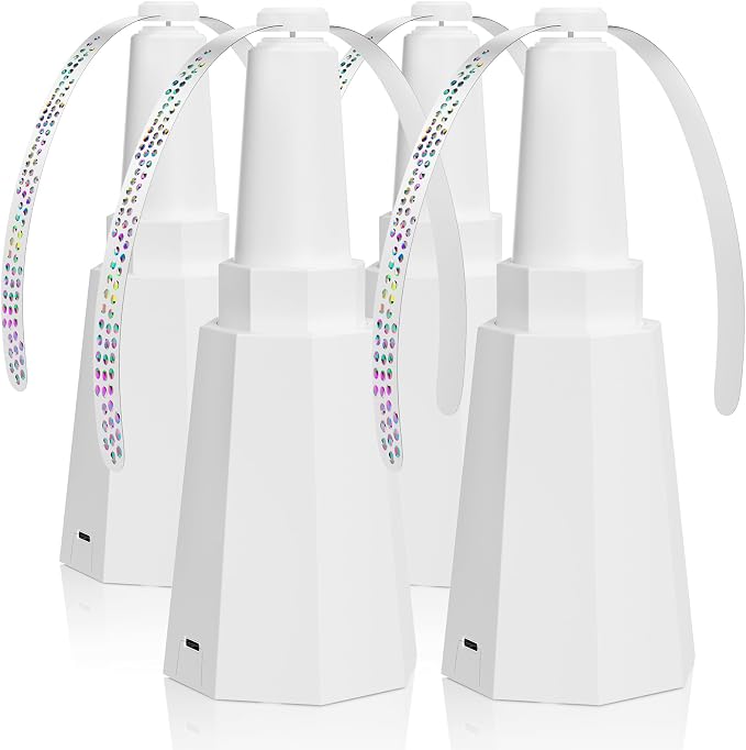 4-Pack Rechargeable Fly Fans for Tables Up to 10-Hour Working Time, Indoor Outdoor Mute Food Fans to Keep Flies Away, Retractable Table Fans with Hook for Home Restaurant Party Picnic Patio, White