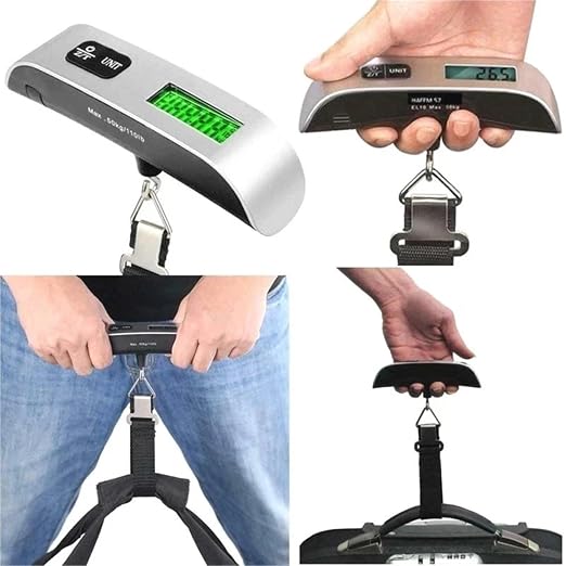 Luggage Weight Scale, 3pcs Mini Portable Digital LCD Display Electronic Portable Scale Travel Luggage Weighing Duffel Bag 110lb/50kg Weight Balance Tool,for Travel(Webbing Belt)