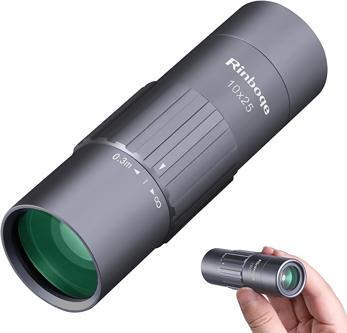 10x25 Monocular Telescope, Mini Pocket Small Size Compact Handheld Portable Lightweight ED Glass HD Optics BAK-4 Roof Prism High Powered Waterproof for Adults Camping Hiking Travel Bird Watching