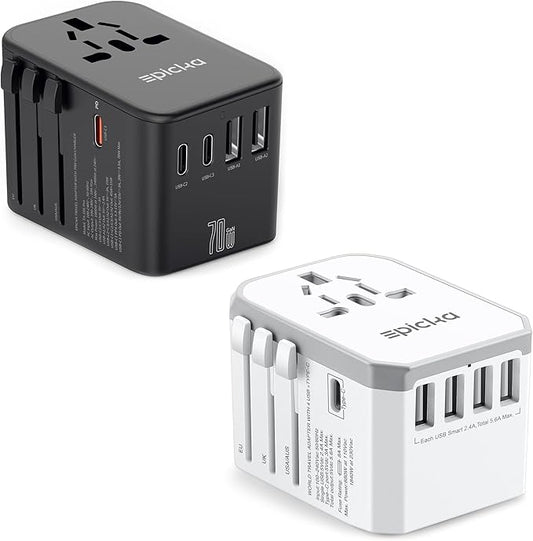EPICKA TA-105 White and TA-105 Pro Black Universal Travel Adapter