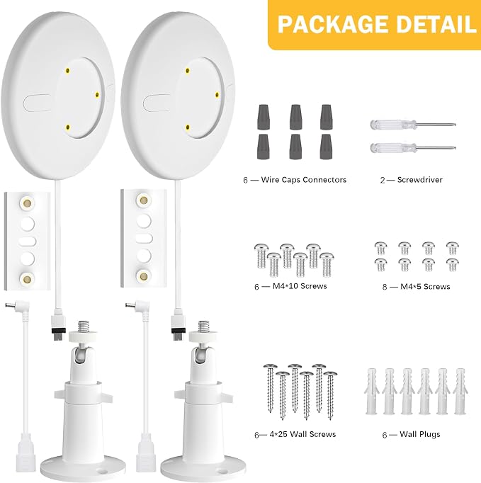 iTODOS Hardwired Kit for Ring Cams (Outdoor Cam Plus, Stick Up Cam, Spotlight Cam Pro/Plus), IP67 Waterproof Design for Outdoor or Indoor Use,White-2Pack