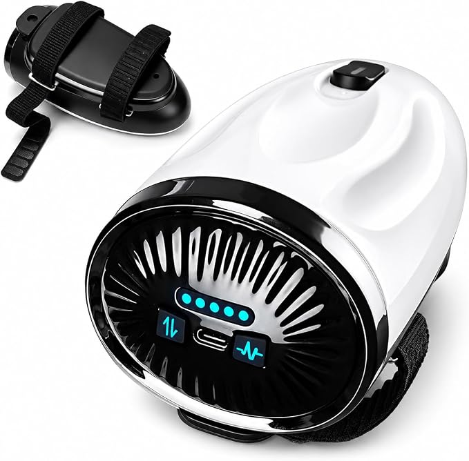 Professional Barber Handheld Massager, Cordless Vibration Massage Tool with 5 Speeds & 5 Modes, Wearable Palm Strap Design for Neck, Shoulders, Arms, Legs, 2600mAh Type-C Rechargeable, White