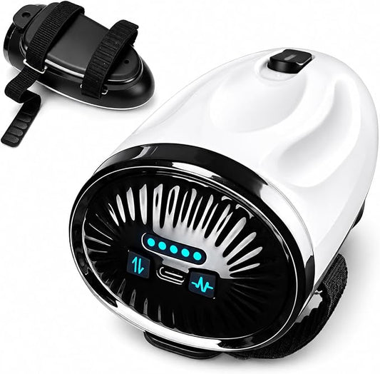 Professional Barber Handheld Massager, Cordless Vibration Massage Tool with 5 Speeds & 5 Modes, Wearable Palm Strap Design for Neck, Shoulders, Arms, Legs, 2600mAh Type-C Rechargeable, White